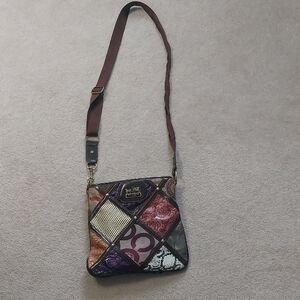 Coach Patchwork Crossbody Bag with Brown and Purple Accents